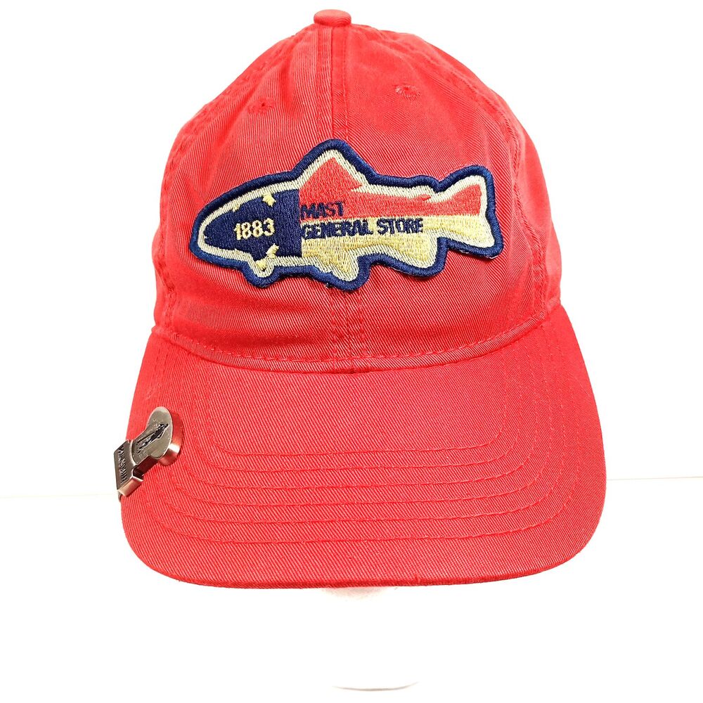 VTG Legacy Mast General Store Fish Patch Red Hat Strapback Payne's Valley Clip